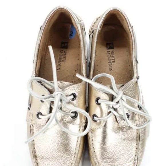WHITE MOUNTAIN GOLD METALLIC LEATHER LACE UP 6.5 - Picture 3 of 6